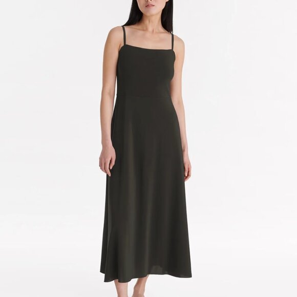 Eres Brown Jersey Midi Dress Square Neckline Size 38 - Picture 1 of 6